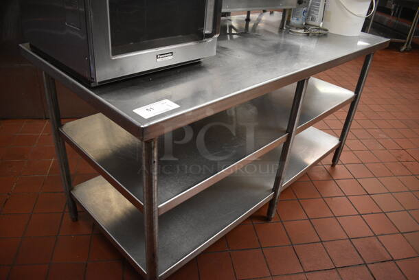 Stainless Steel Commercial Table w/ 2 Stainless Steel Under Shelves. Does Not Include Contents. 64x30x34. (kitchen) - Image 3 of 4