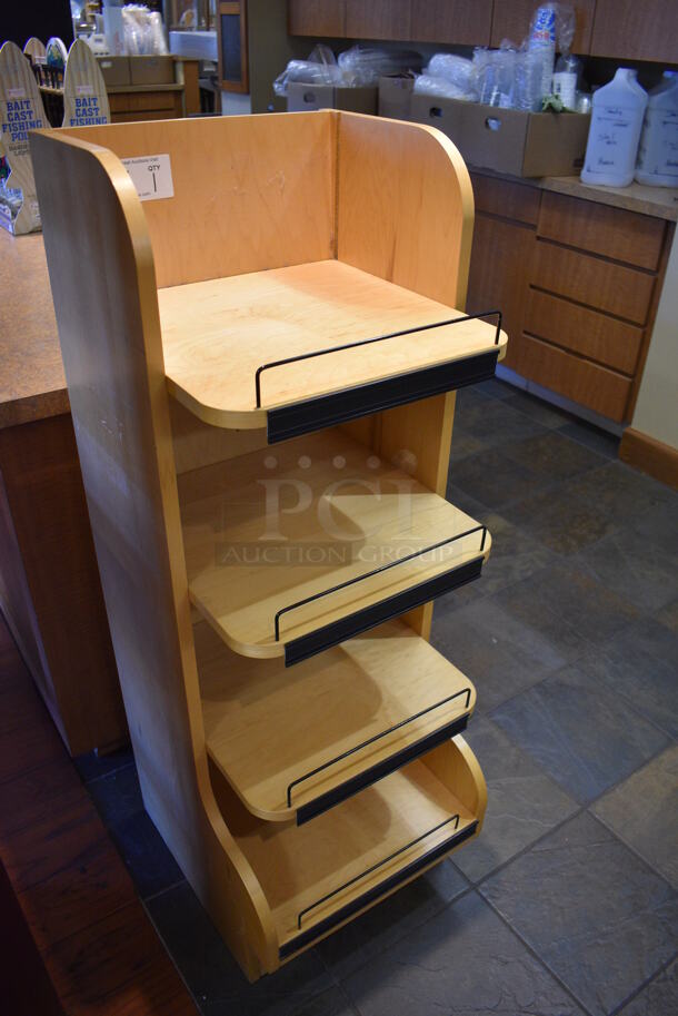 Wood Pattern 4 Tier Shelving Unit. 17x19x48. (gift shop) - Image 3 of 4