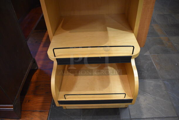 Wood Pattern 4 Tier Shelving Unit. 17x19x48. (gift shop) - Image 4 of 4