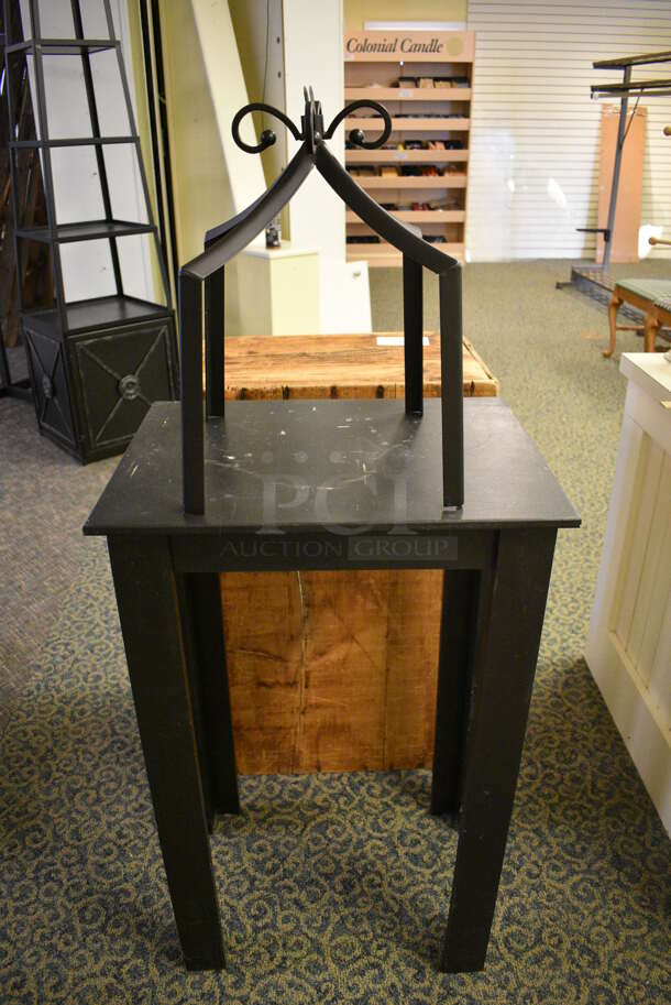 2 Various Items; Black Rack and Wooden Crate. Includes 21x13.5x34.5. 2 Times Your Bid! (yellow clothing store) - Image 3 of 4