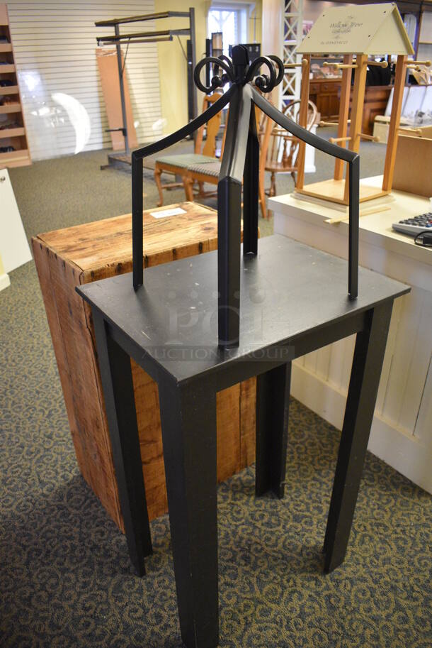 2 Various Items; Black Rack and Wooden Crate. Includes 21x13.5x34.5. 2 Times Your Bid! (yellow clothing store) - Image 4 of 4