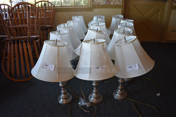 5 Silver Colored Countertop Lamps w/ Lampshades. 16.5x16.5x27. 5 Times Your Bid! (main dining room) - Image 6 of 6