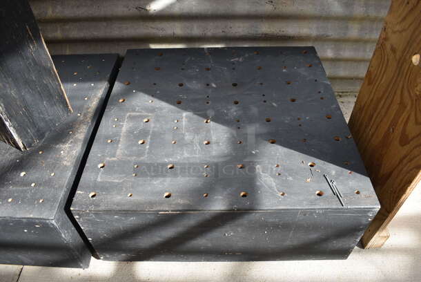 3 Black Wooden Stands. BUYER MUST REMOVE. 24x36x9, 32x32x13. 3 Times Your Bid! (greenhouse) - Image 3 of 4