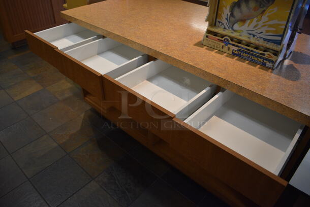 Wood Pattern Counter w/ Stone Pattern Countertop. BUYER MUST REMOVE. 62x32x34. (gift shop) - Image 4 of 4