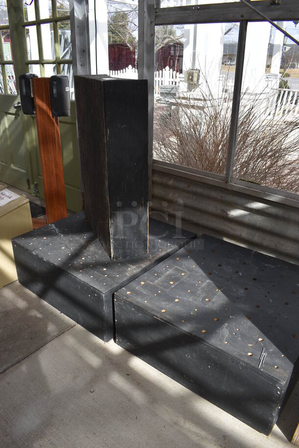 3 Black Wooden Stands. BUYER MUST REMOVE. 24x36x9, 32x32x13. 3 Times Your Bid! (greenhouse) - Image 4 of 4