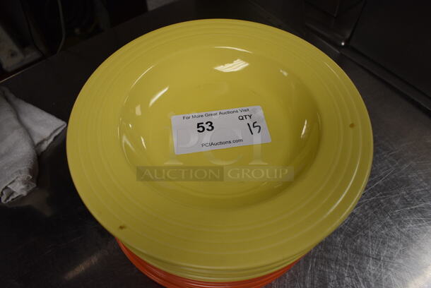 15 Fiestaware Ceramic Plates; 7 Yellow and 8 Orange. 12x12x1.5. 15 Times Your Bid! (kitchen) - Image 2 of 4