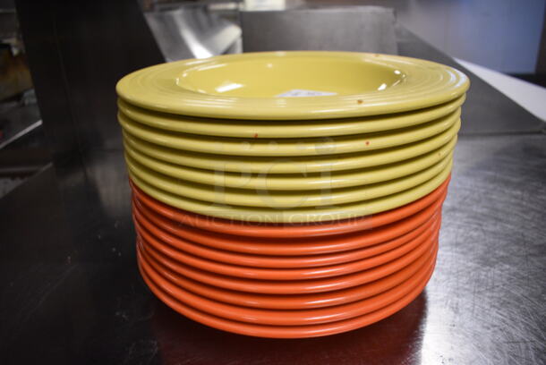 15 Fiestaware Ceramic Plates; 7 Yellow and 8 Orange. 12x12x1.5. 15 Times Your Bid! (kitchen) - Image 3 of 4