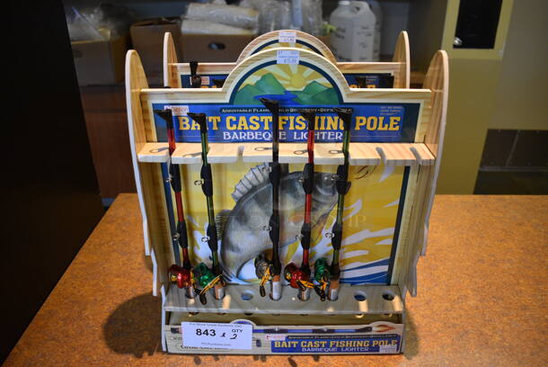 ALL ONE MONEY! Lot of 2 Stands of Bait Cast Fishing Pole Lighters! 14.5". (gift shop) - Image 1 of 4