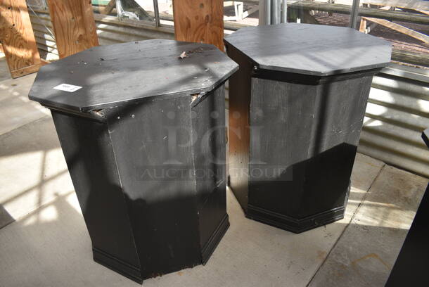 2 Black Wooden Stands. 31.5x29.5x36. 2 Times Your Bid! (greenhouse)