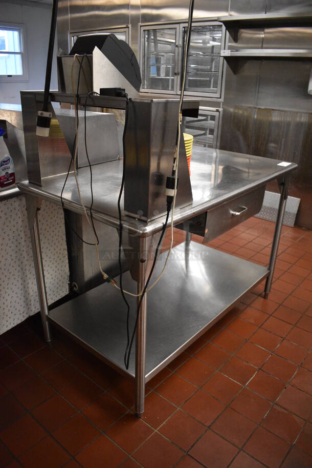 Stainless Steel Commercial Table w/ Drawer, Shelf and Stainless Steel Under Shelf. Does Not Include Contents. 53x30x51. (kitchen) - Image 3 of 3