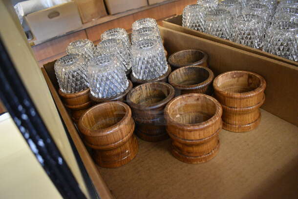 38 Wooden Bowls w/ 32 Glass Tops. 3.5x3.5x6. 38 Times Your Bid! (gift shop) - Image 2 of 4