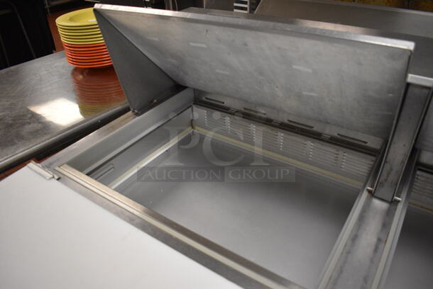 Beverage Air Model SP60-24M Stainless Steel Commercial Sandwich Salad Prep Table Bain Marie Mega Top w/ Cutting Board on Commercial Casters. 115 Volts, 1 Phase. 60x36.5x46. Unit Was In Working Condition When Restaurant Closed. (kitchen) - Image 3 of 7