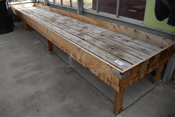 Wooden Stand. Comes In Two Pieces. BUYER MUST REMOVE. 66.5x37.5x23, 44.5x37.5x23. (greenhouse) - Image 1 of 4