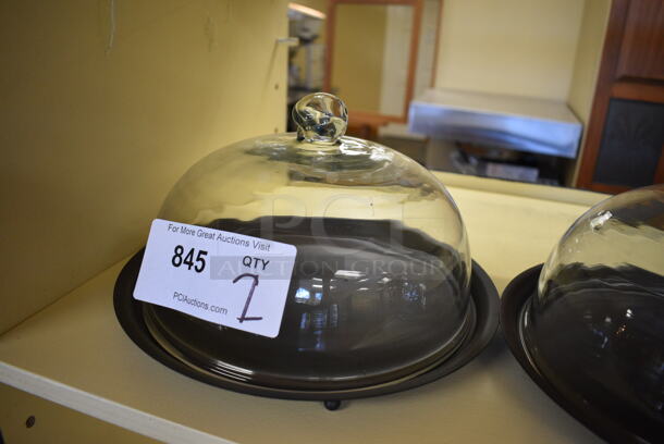 2 Black Cake Trays w/ Glass Dome Lids. 11x11x6.5. 2 Times Your Bid! (gift shop) - Image 3 of 3