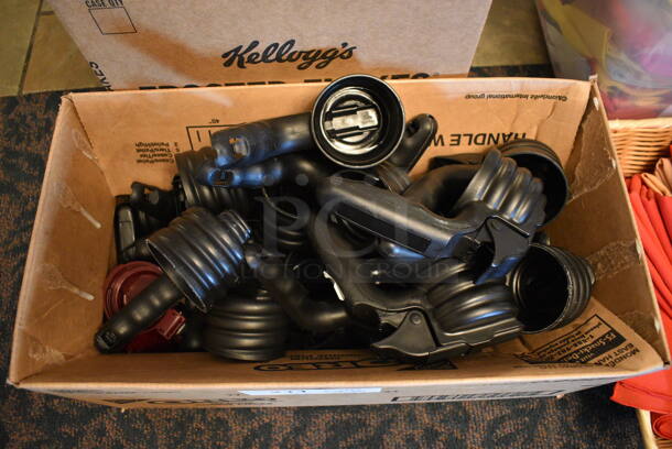 ALL ONE MONEY! Lot of 2 Boxes of Black Poly Lids w/ Handles. 5.5x3x6. (buffet) - Image 2 of 3