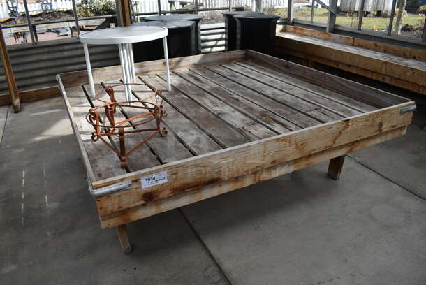 Wooden Stand w/ Contents. BUYER MUST REMOVE. 72.5x72.5x28. (greenhouse) - Image 2 of 4