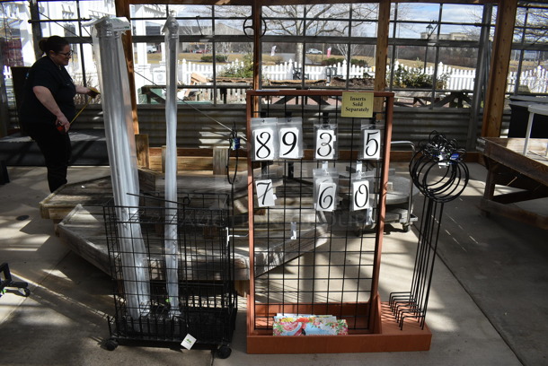 2 Racks w/ Contents Including Numbers. 36.5x12x49.5, 24x12x30. 2 Times Your Bid! (greenhouse)