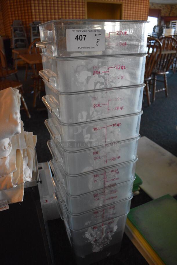 ALL ONE MONEY! Lot of 8 Clear Poly 22 Quart Containers! 12x11x16. (main dining room) - Image 2 of 3