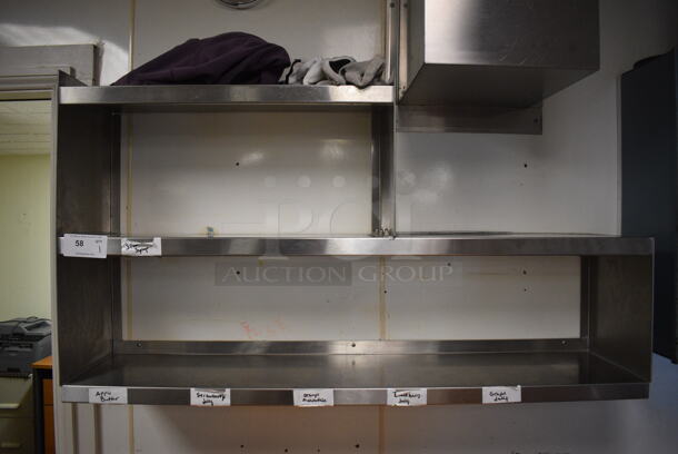 Stainless Steel Commercial 3 Tier Wall Mount Shelving Unit. BUYER MUST REMOVE. 54x12x30. (kitchen)