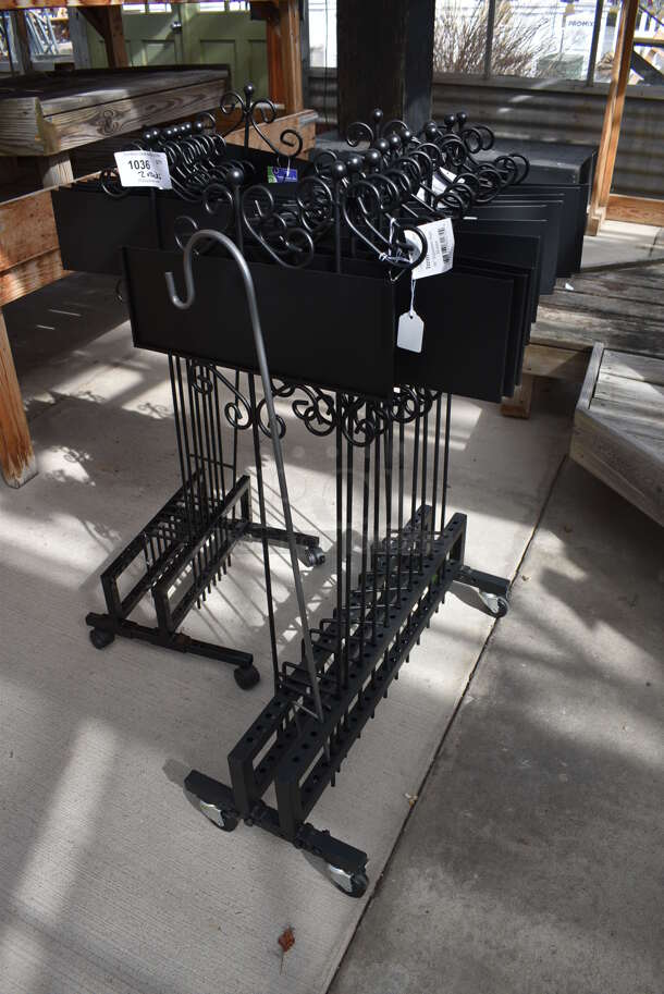 2 Racks of Black Metal Stands / Flower Basket Holders on Commercial Casters. Includes 15xx0.5x36. 2 Times Your Bid! (greenhouse) - Image 2 of 5