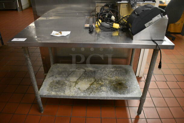 Stainless Steel Commercial Table w/ Metal Under Shelf. Does Not Include Contents. 48x30x34. (kitchen)