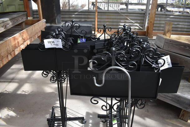 2 Racks of Black Metal Stands / Flower Basket Holders on Commercial Casters. Includes 15xx0.5x36. 2 Times Your Bid! (greenhouse) - Image 3 of 5