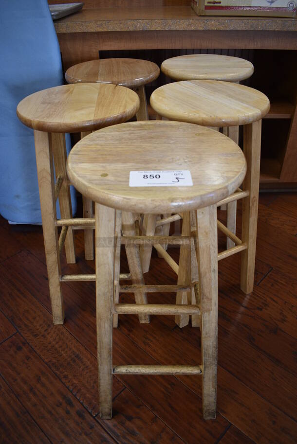 5 Wooden Bar Height Stools. 13x13x29.5. 5 Times Your Bid! (gift shop) - Image 1 of 3