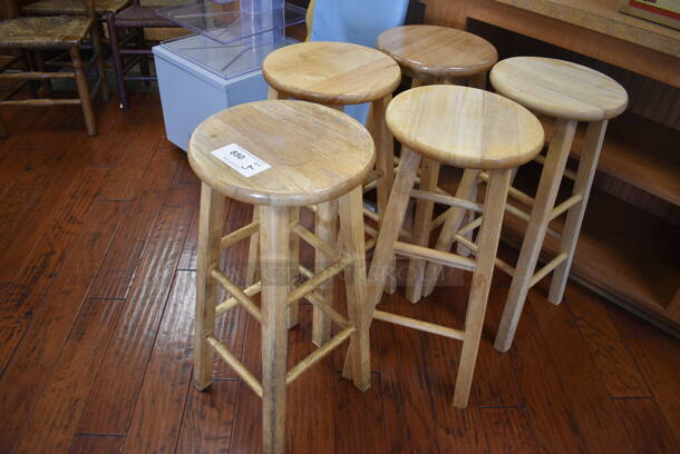 5 Wooden Bar Height Stools. 13x13x29.5. 5 Times Your Bid! (gift shop) - Image 2 of 3