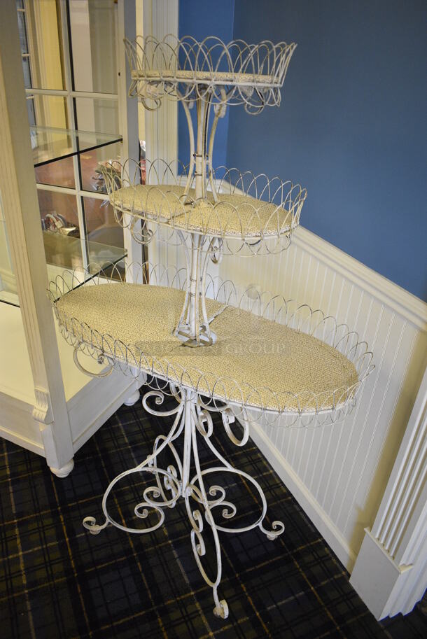 White Metal 3 Tier Rack. 34x16x57. (blue retail store) - Image 2 of 5
