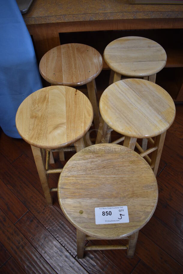 5 Wooden Bar Height Stools. 13x13x29.5. 5 Times Your Bid! (gift shop) - Image 3 of 3