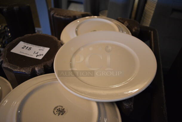 Brown Poly Dish Cart w/ Push Handles and White Ceramic Plates on Commercial Casters. 29x23x31.5. 9.75x9.75x1. (buffet) - Image 4 of 4