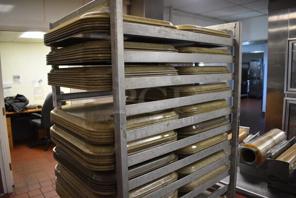 Metal Commercial Pan Transport Rack w/ 143 Various Trays on Commercial Casters. 20.5x26x68. 14x18x0.5, 18x26x1. (kitchen) - Image 4 of 6