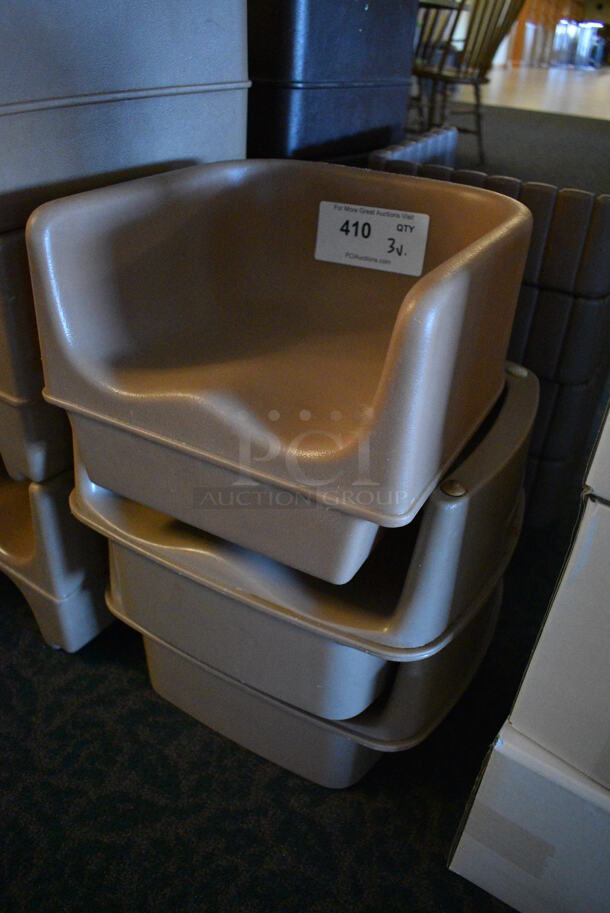3 Various Tan Poly Booster Seats. Includes 11x11x8. 3 Times Your Bid! (main dining room) - Image 2 of 4