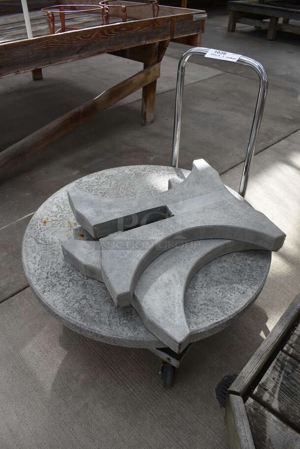 Metal Cart w/ Pieces To Stone Table on Commercial Casters. 24x21x31. (greenhouse) - Image 3 of 4