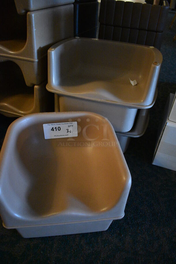 3 Various Tan Poly Booster Seats. Includes 11x11x8. 3 Times Your Bid! (main dining room) - Image 4 of 4