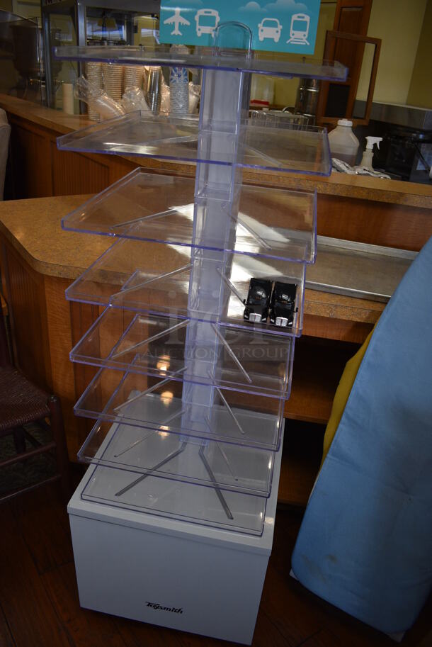 Gray and Clear Floor Style Top Display Rack on Commercial Casters. 19x19x59. (gift shop) - Image 3 of 4