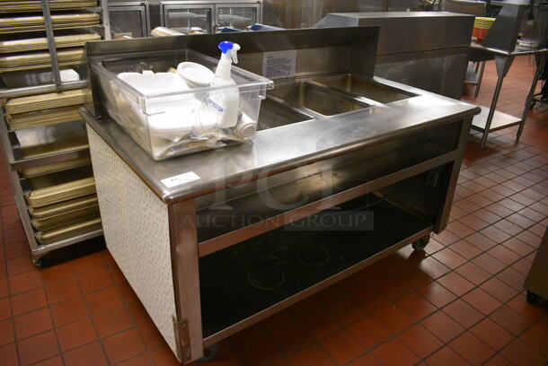 Stainless Steel Commercial Electric Powered 4 Bay Steam Table w/ Under Shelf and Bin of Various Paper Products on Commercial Casters. 64x36x46. Unit Was In Working Condition When Restaurant Closed. (kitchen) - Image 2 of 8
