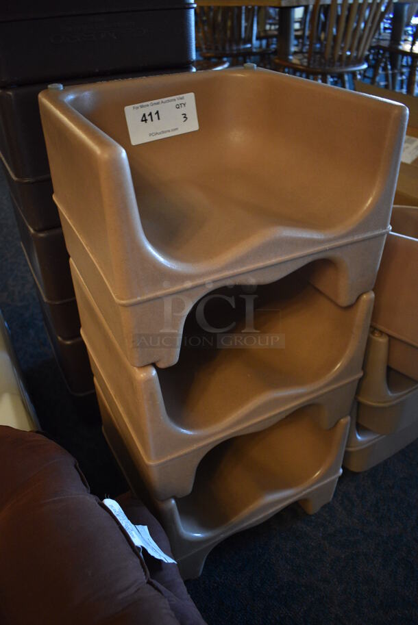 3 Brown / Tan Poly Booster Seats. 12.5x12x9. 3 Times Your Bid! (main dining room) - Image 3 of 3