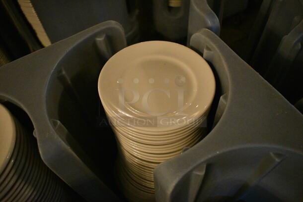 Metro PCD8 Blue Poly Dish Cart w/ White Ceramic Saucers and Plates on Commercial Casters. 20.5x20.5x30. 6.25x6.25x1. (buffet) - Image 3 of 5