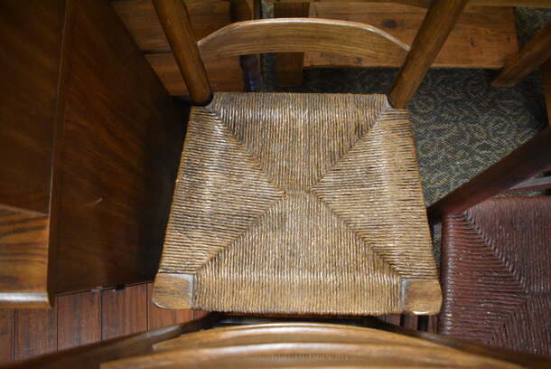 3 Various Wooden Dining Chairs w/ Wicker Style Seats. Includes 19.5x17x42.5. 3 Times Your Bid! (gift shop) - Image 4 of 4