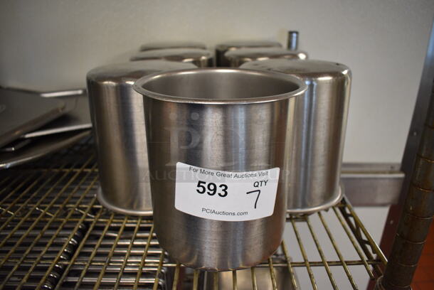 7 Stainless Steel Cylindrical Drop In Bins. 7x7x7.5. 7 Times Your Bid! (drop in bin kitchen)