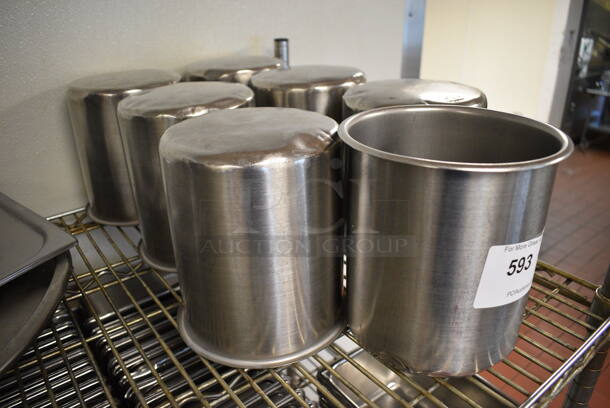 7 Stainless Steel Cylindrical Drop In Bins. 7x7x7.5. 7 Times Your Bid! (drop in bin kitchen) - Image 2 of 3