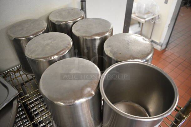 7 Stainless Steel Cylindrical Drop In Bins. 7x7x7.5. 7 Times Your Bid! (drop in bin kitchen) - Image 3 of 3