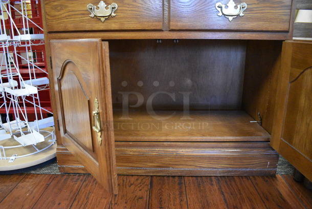 Wooden Cabinet w/ Drawer, 2 Doors and Shelves. 34x18x80.5. (gift shop) - Image 4 of 5