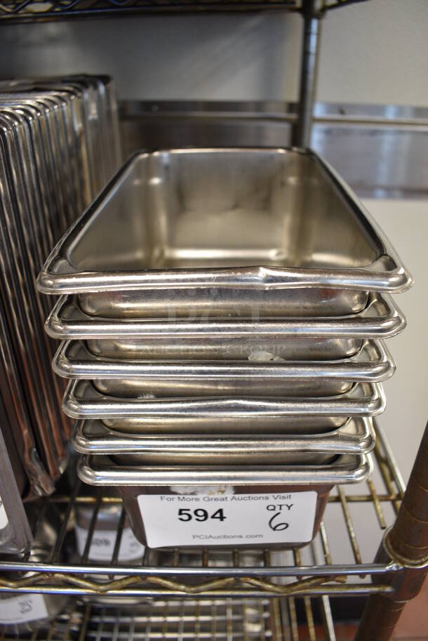 6 Stainless Steel 1/4 Size Drop In Bins. 1/4x4. 6 Times Your Bid! (drop in bin kitchen)