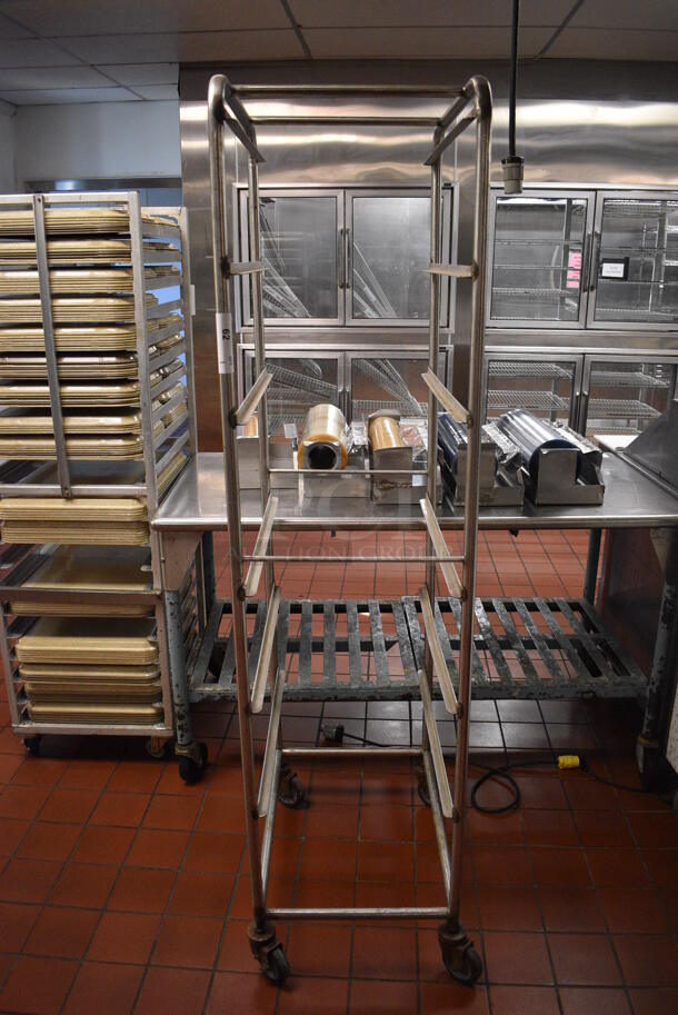 Metal Commercial Pan Transport Rack on Commercial Casters. 18x26x72. (kitchen)