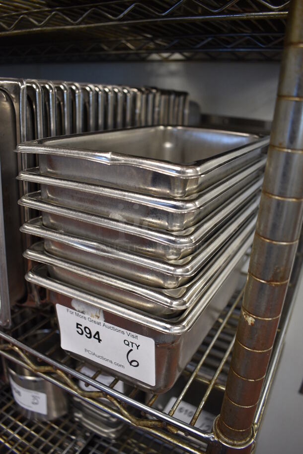 6 Stainless Steel 1/4 Size Drop In Bins. 1/4x4. 6 Times Your Bid! (drop in bin kitchen) - Image 3 of 3
