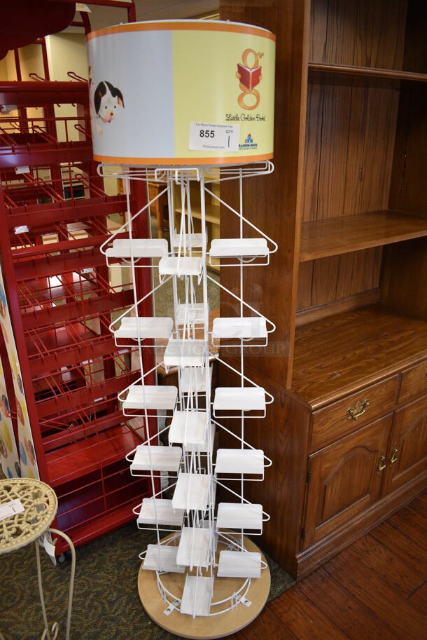 White Metal Floor Style Book Display Rack. 16x16x64.5. (gift shop) - Image 2 of 3