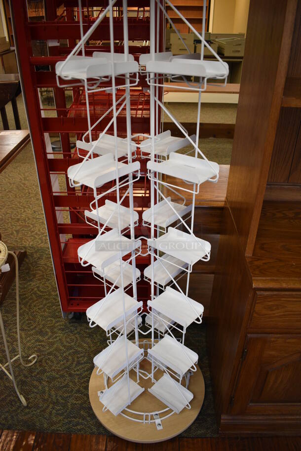 White Metal Floor Style Book Display Rack. 16x16x64.5. (gift shop) - Image 3 of 3