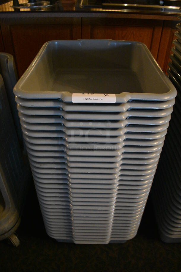 ALL ONE MONEY! Lot of 30 Gray Bus Bins! 17x22x5. (buffet)